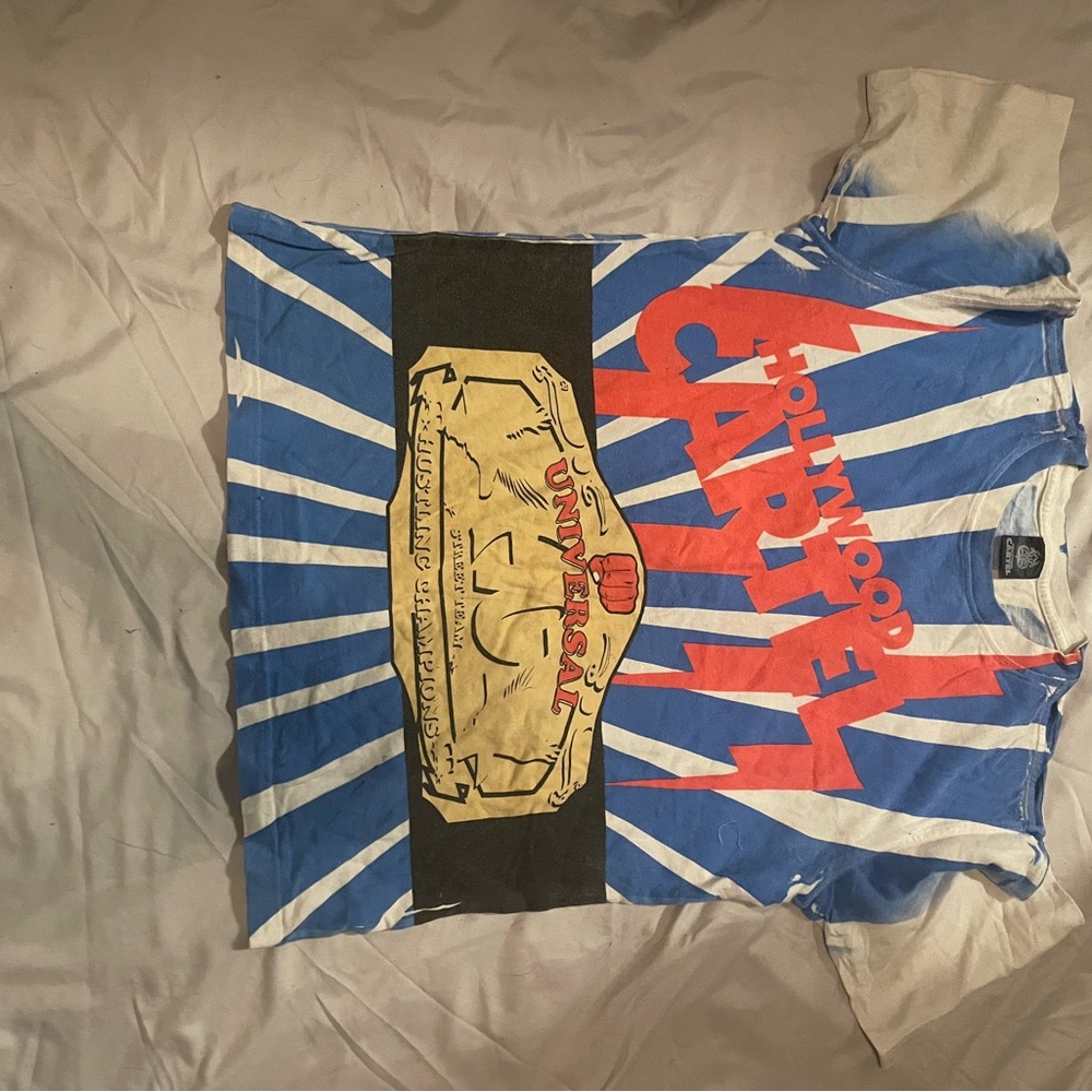 Hollywood Cartel Graphic Button-Down Shirt in Blue & Red